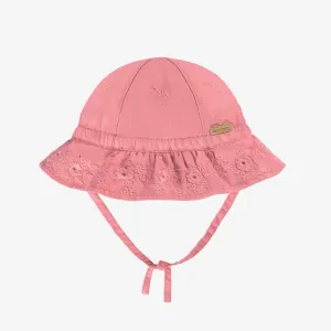 Chapeau cloche rose cendré avec broderie anglaise, bébé || Dusty pink cloche hat with broderie anglaise, baby