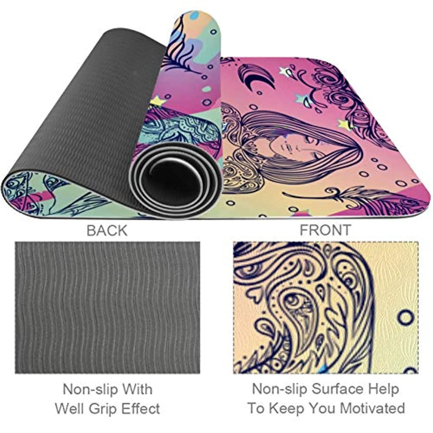 Siebzeh Army Green Camouflage Premium Thick Yoga Mat Non Slip for Home Exercise Fitness Yoga and Pilates (72" x 24"x 6mm)